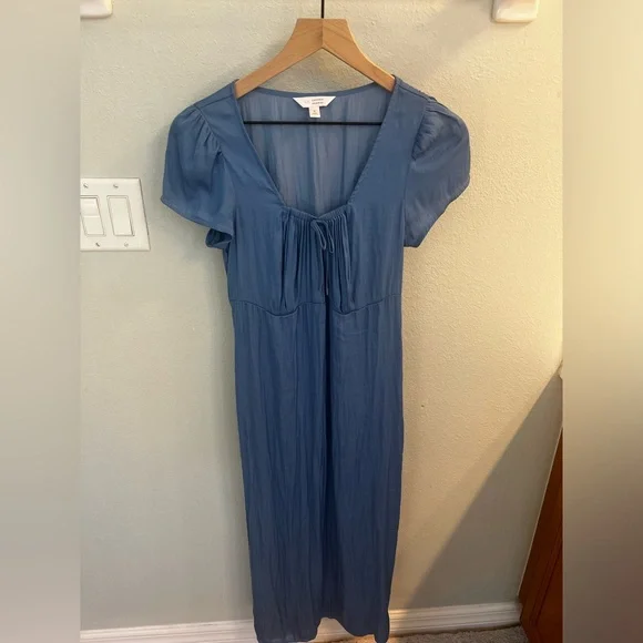 Women's LC Lauren Conrad blue Empire Waist Square Neck Midi Dress - Picture 2 of 4